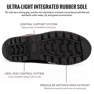 Bottes de travail en cuir imperméables pour hommes, semelle en caoutchouc, bottes industrielles, chaussures de sécurité à embout d'acier, bottes de sécurité marron S3 - Product Image 4