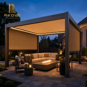 Pérgola Moderna de Aluminio RKOVE RK-C2 de 4*5m, Gazebo con Pantallas Laterales Retráctiles, Toldo para Patio Exterior - Product Image 1