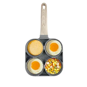 4 lỗ vuông không dính đá cẩm thạch phủ Frying Pan trứng nồi Omelet Pan cho bữa ăn sáng Thụy Điển Pancake