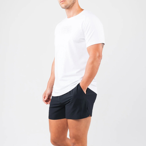 T-shirt da uomo bianca slim fit a girocollo a maniche corte in misto cotone morbido premium, traspirante, ad asciugatura rapida, per palestra e lavoro - Product Image 1