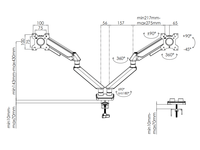 Nouvelles ventes nouveau costume de bras de montage à double moniteur pour écran 17-32 ''10kgs/22Lbs charge maximale gestion des câbles ressort à gaz pour bureau/Hom