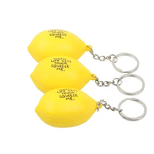 Biểu Tượng Tùy Chỉnh PU Chống Căng Thẳng Bóng Keychain Chanh Antistress Keyring