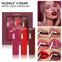 MLSMILE Ensemble de 6 rouges à lèvres liquides mats longue tenue, imperméables, anti-transfert, haute pigmentation, kit de gloss à lèvres nude et rouge