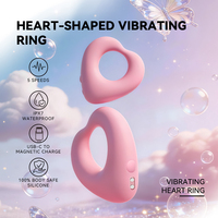 Anneau vibrant en forme de cœur à 5 vitesses pour améliorer l'érection et le plaisir du couple, stimulateur clitoridien rechargeable par USB