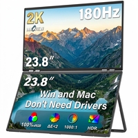Monitor Plegable de Doble Pantalla 23.8 2K 1440P 180Hz Apilable para Laptop, PC, Juegos de Escritorio, Alta Resolución, Mate