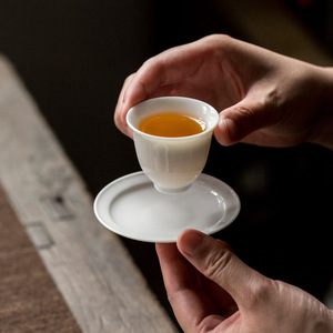 White Porcelain <b>Teacup</b> Coaster Round Ceramic Anti Scalding Kung Fu Tea Set Accessory Traditional Chinese Style - Product Image 4