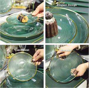 Platos de plástico Premium de color personalizado Xueli con bordes metálicos, <span class=keywords><strong>vajilla</strong></span> desechable elegante para eventos de Gala - Product Image 5