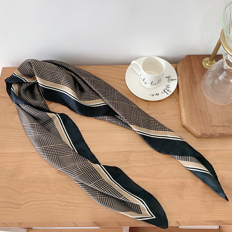 Kaki foncé pied-de-poule - 70-70cm