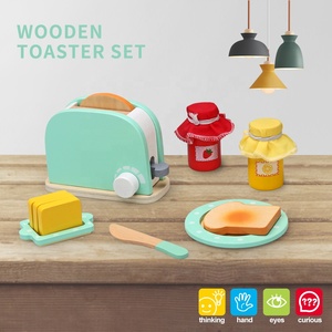 Happy Earth-Ensemble de jeu de cuisine en bois interactif pour enfants Pretend Cooking Toy Inclut Toaster Bread Maker Role Play Fun - Product Image 2
