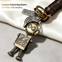 Porte-clés en forme de robot 3D porte-bonheur, cadeaux pour femmes et hommes |   Porte-clés en cuir et alliage de luxe faits à la main |   Breloque de clé amusante pour filles