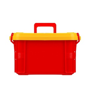 Children's Toy Storage Box Rectangle Portable Organizer For Building Blocks And Lego With Yellow Lid Red Body - Product Image 5