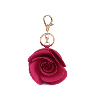 Llavero de Cuero PU con Forma de Rosa Rosa y Mosquetón de Aleación de Zinc, Adorno para Bolso con Diseño de Flores y Nubes para Mujer - Product Image 5