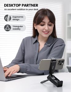 Support <span class=keywords><strong>de</strong></span> téléphone universel Lamicall STRL03 pour voyage, pince la plus profonde, support réglable à 360°, compatible avec les étuis robustes pour avion, train - Product Image 3