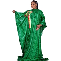 Vêtements Africains pour Femmes 2024 Grande Taille Broderie Bazin Riche Robe Longue Jusqu'au Sol avec Écharpe