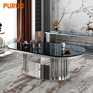 Phòng Khách <span class=keywords><strong>Marble</strong></span> <span class=keywords><strong>Top</strong></span> Gương Bạc Kim Loại Bàn Cà Phê Cho Đồ Nội Thất Thiết Kế Nhà - Product Image 4