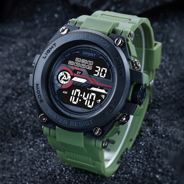 New Men Outdoor Hiking Sports Fashion Student Multifunctional Luminous Alarm Chronograph Electronic Digital Watch