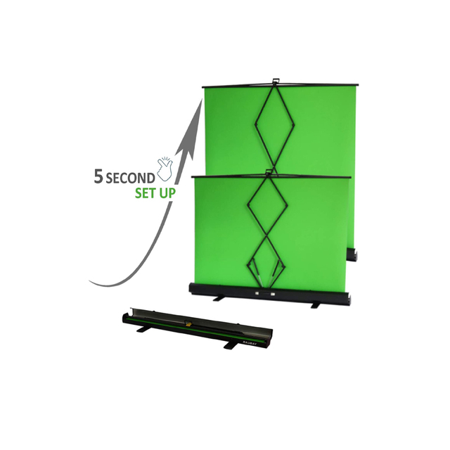 Floor Rising Collapsible Green Screen Backdrop Chroma Key Panel with Tripod Portable Polyester Fabric for Game Studio