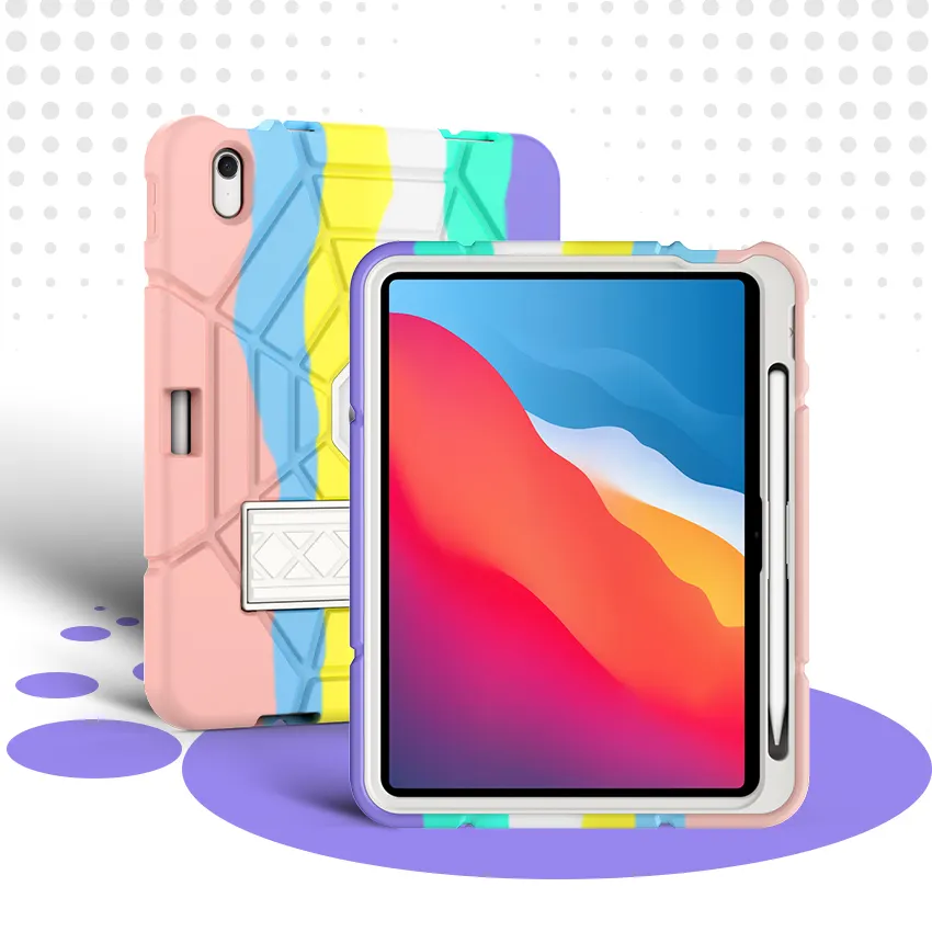 Populer desain warna-warni tahan guncangan iPad kasus pemegang untuk iPad 10 10.9 2022 Tablet Case Cover untuk anak perempuan