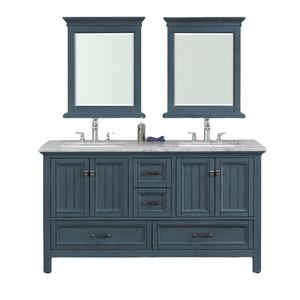 Mueble de Baño de Lujo con Espejo, Estilo Transicional, en Madera Maciza y Contrachapada, Color Azul Antiguo, Resistente al Agua, Hecho en Vietnam - Product Image 1