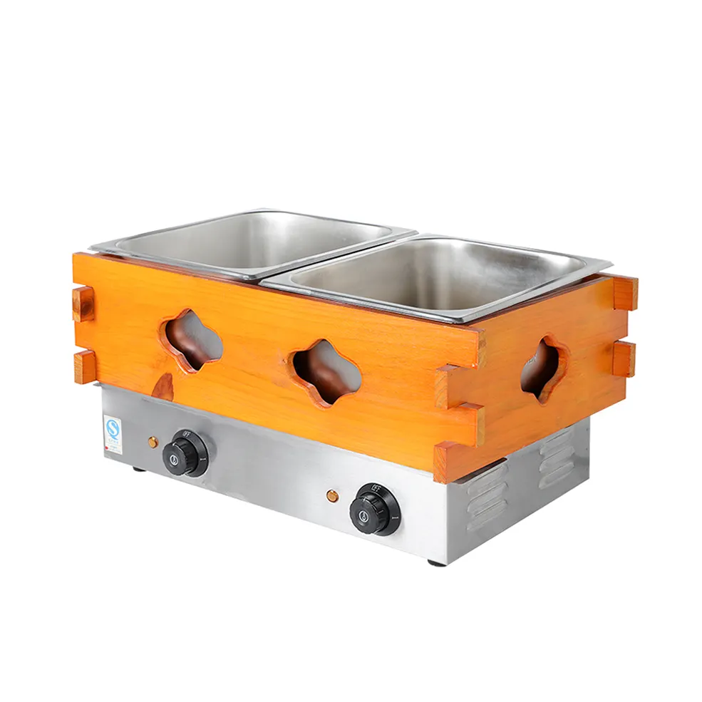 Stainless Steel Oden Machine Kanto Cooking Machine with Wooden Surrounding
