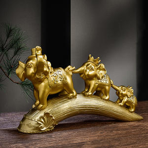 New Chinese-style parent-child elephant living room TV cabinet <b>ornament</b> home entrance three baby elephants decoration - Product Image 4
