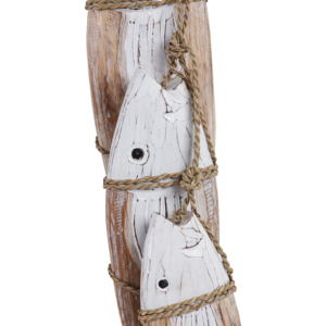 Decorazione da parete in legno con 3 pesci su corda, stile costiero, per bagno, ufficio, soggiorno - Product Image 4