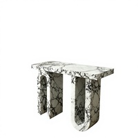 Table console en marbre naturel travertin moderne de luxe personnalisable pour entrée, couloir, hall d'accueil, décoration intérieure d'hôtel