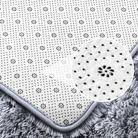 Tapis rond en fausse fourrure, accessoire lavable à poils longs, gris foncé, blanc, Design moderne, doux pour salon