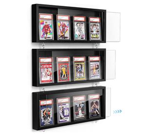 3 packs de cadre d'affichage de cartes à collectionner personnalisées, présentoir mural en bois pour cartes de baseball, avec vue dégagée, présentoir de cartes de sport graduées - Product Image 1