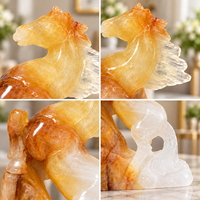 Figurine de cheval en agate jaune polie, sculpture en cristal, statue décorative en pierre pour la maison ou le bureau