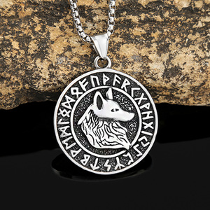 Yunnique – collier avec pendentif loup Viking en acier inoxydable pour hommes, bijoux rétro avec breloque animale, cadeau - Product Image 1