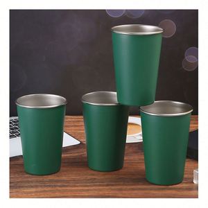 Vaso de Agua Verde de 500 ml de Acero Inoxidable para Exteriores, Vaso Práctico de Una Sola Capa - Product Image 1
