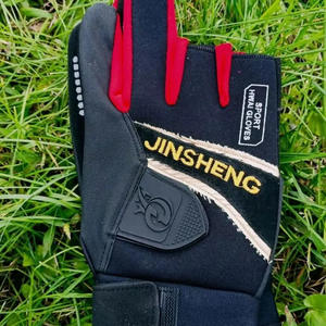 Gants de pêche JINSHENG noirs et rouges en synthétique, design trois doigts, gants de sport Hwai unisexes, légers et confortables - Product Image 2