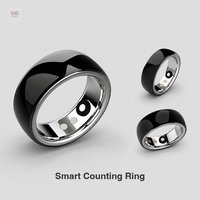 Bague connectée noire en acier inoxydable avec suivi d'activité et alerte vibratoire pour le chronométrage quotidien