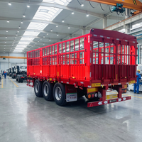 Semi-remorque JINFENG Hebei Chine 60 tonnes en acier à 3 essieux avec ridelles pour le transport de bétail/vaches/porcs/volailles et de charges lourdes