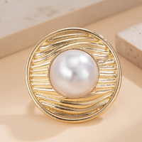 Grandes Bagues en Métal avec Perles pour Femme, Bagues de Doigt Empilables Tendance de Créateur, Accessoires de Main Féminins, Bijoux de Mode Cadeau 2024