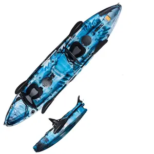 Kayak de tourisme familial 2 + 1 en rivière, modèle populaire, kayak de pêche assis sur le dessus pour 3 personnes, bateau rotomoulé avec pagaie
