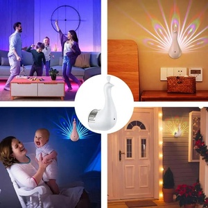 USB Charging Peacock Shape Projector Night <b>Light</b> Colorful Feather Projection Lamp - Product Image 6