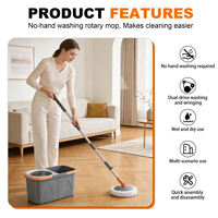 Ensemble serpillière et seau 360° rotatif en microfibre pour le nettoyage des sols des hôtels, restaurants, bureaux, magasins et personnel de nettoyage – Nettoyage humide quotidien