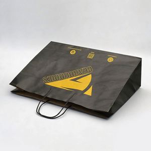 Recyclable Custom Clothing Store Shopping Gift Bags Heavy Duty <b>Extra</b> <b>Large</b> Size Brown Kraft Paper Grocery Bags With Gold Logo - Product Image 4