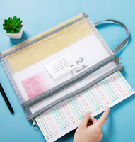Bolsa Organizadora de Documentos A4 de Nailon Transparente con Asa, Bolsillo, Doble Capa y Gran Capacidad