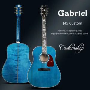 Gabriel Gitarren hersteller passt hand gefertigte hochwertige Akustik gitarre Modell J45 Blue Adirondack Fichte und Tiger Ahorn an