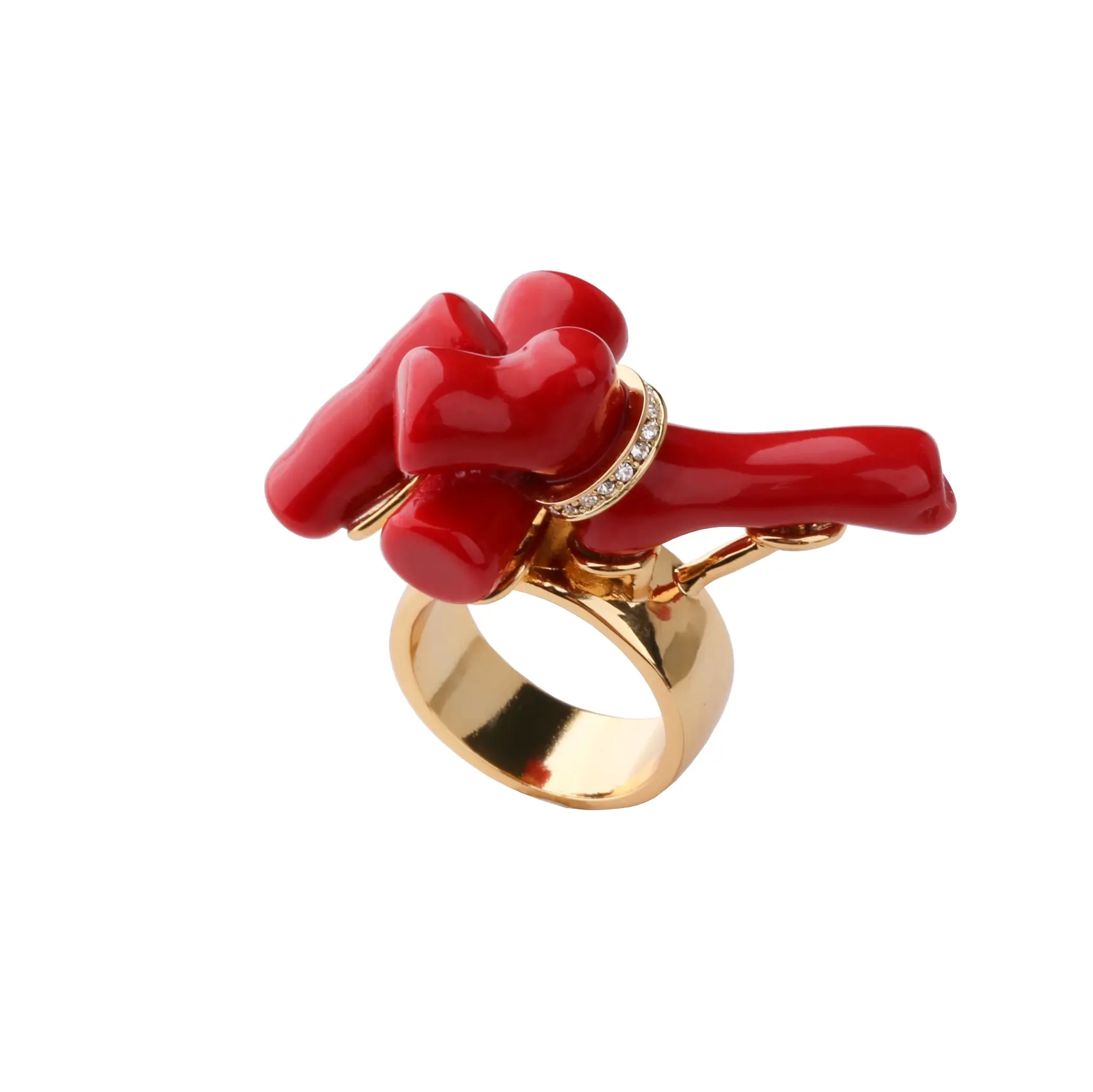 Anel feminino, atacado, anel de mulher, controle de alta qualidade, senhoras, anel coral artificial vermelho