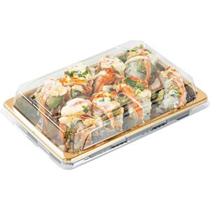 Stackable 8.5" Food Grade Recycled PET Disposable Anti-Fog Clear Sushi Bread <b>Takeaway</b> Rectangle Packaging <b>Containers</b> Custom - Product Image 2