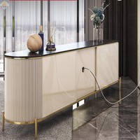 Meubles de salon de luxe Fourniture directe d'usine Table basse minimaliste ovale en pierre frittée en acier inoxydable