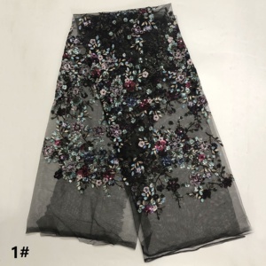 Luxury Colorful Embroidered <strong>Sequins</strong> Floral <strong>Mesh</strong> Lace Fabric LT21642 - Product Image 6