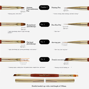 Double End Rose Gold Nail Art Brush Metal Handle Gel Liner Detail 3D Acrylic Painting Brush with Cover - Product Image 3
