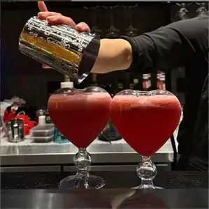 Hartvormige Hittebestendige Hoge Boor Drinkbeker Creatieve Hartvormige Bar Barman Glas Juiceil Glas