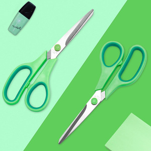8 Inch Stainless Steel Household Scissors Green Straight Head For Paper And Packaging Cutting - Product Image 1