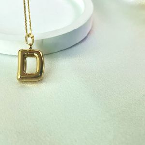 Nouveau à la mode 26 bijoux initiaux PVD 18K plaqué or perles chaîne bulle <span class=keywords><strong>graisse</strong></span> mignon lettre pendentif collier à breloques - Product Image 6